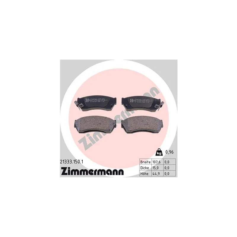 Jeu de 4 plaquettes de frein avant ZIMMERMANN 21333.150.1