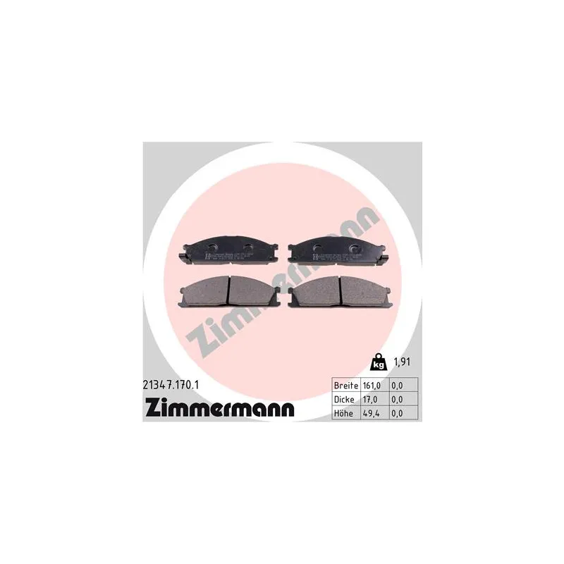 Jeu de 4 plaquettes de frein avant ZIMMERMANN 21347.170.1