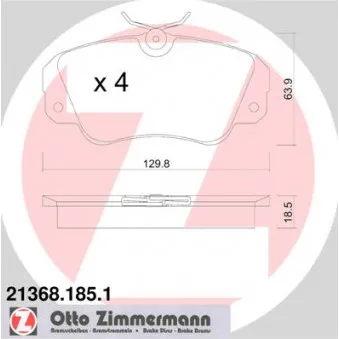 Jeu de 4 plaquettes de frein avant ZIMMERMANN 21368.185.1