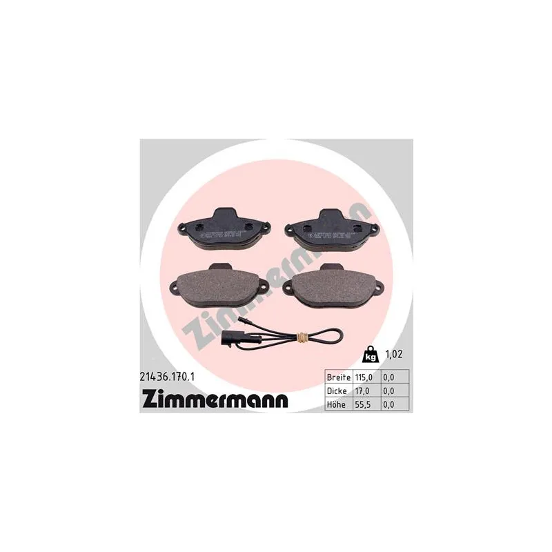 Jeu de 4 plaquettes de frein avant ZIMMERMANN 21436.170.1