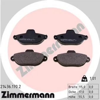 Jeu de 4 plaquettes de frein avant ZIMMERMANN 21436.170.2