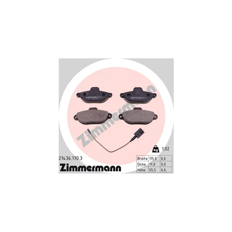 Jeu de 4 plaquettes de frein avant ZIMMERMANN 21436.170.3