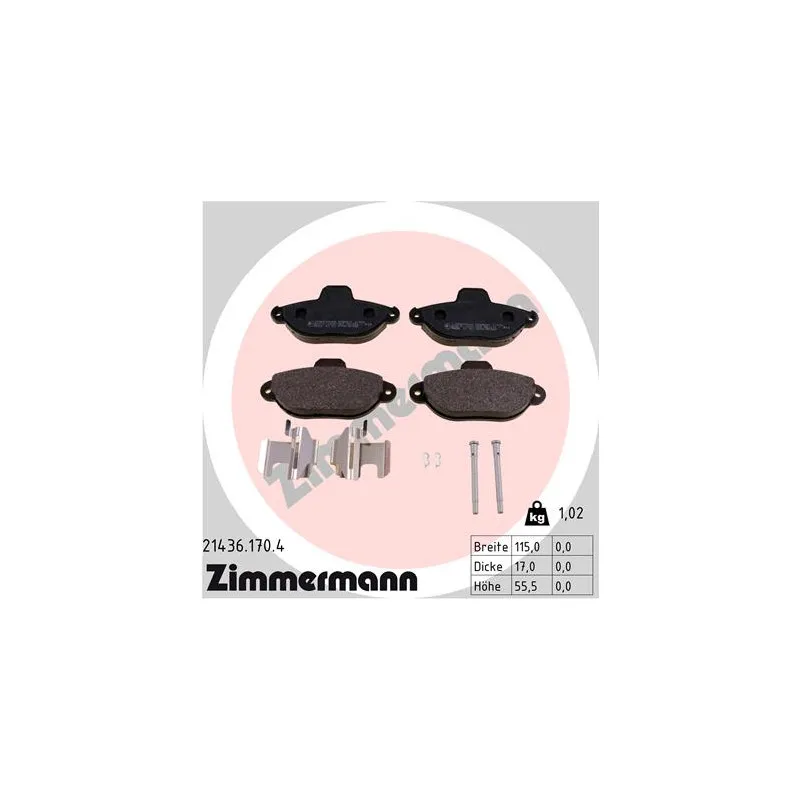 Jeu de 4 plaquettes de frein avant ZIMMERMANN 21436.170.4