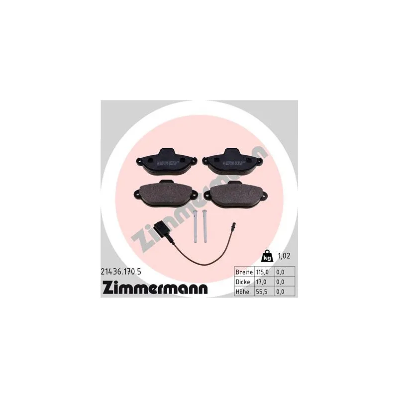 Jeu de 4 plaquettes de frein avant ZIMMERMANN 21436.170.5
