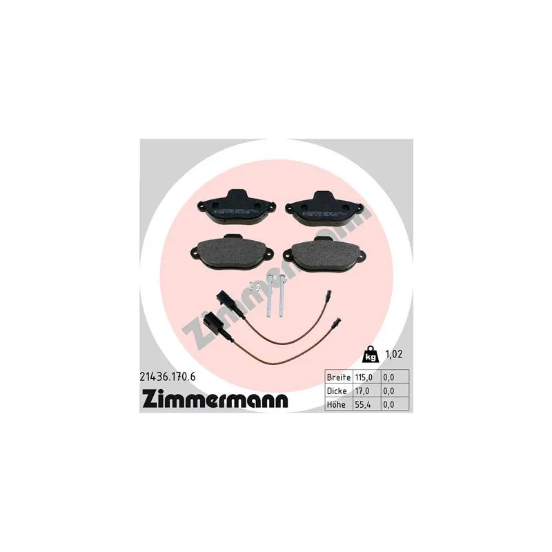 Jeu de 4 plaquettes de frein avant ZIMMERMANN 21436.170.6