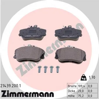 Jeu de 4 plaquettes de frein avant ZIMMERMANN 21439.200.1