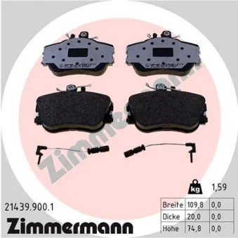 Jeu de 4 plaquettes de frein avant ZIMMERMANN 21439.900.1