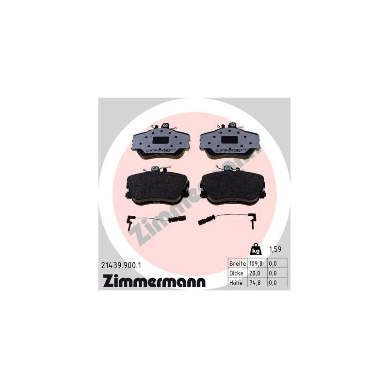 Jeu de 4 plaquettes de frein avant ZIMMERMANN 21439.900.1