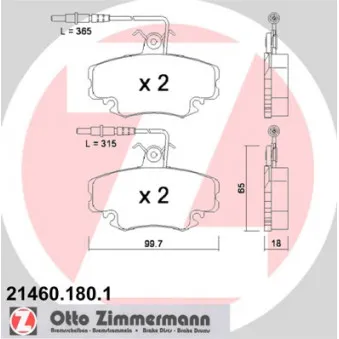 Jeu de 4 plaquettes de frein avant ZIMMERMANN 21460.180.1