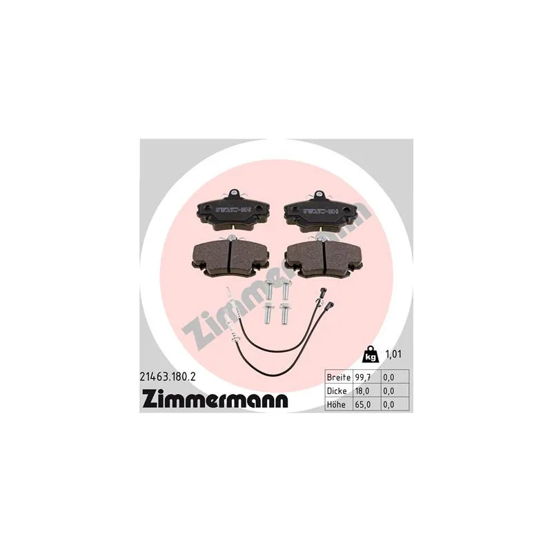Jeu de 4 plaquettes de frein avant ZIMMERMANN 21463.180.2
