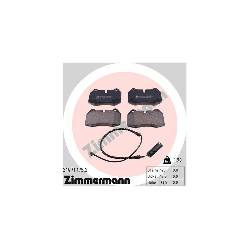 Jeu de 4 plaquettes de frein avant ZIMMERMANN 21471.175.2