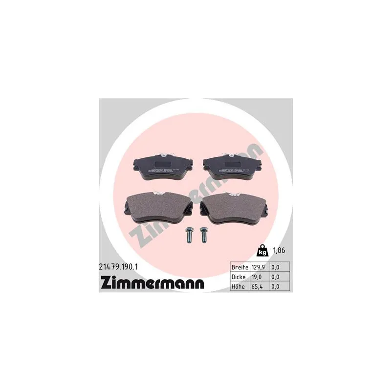 Jeu de 4 plaquettes de frein avant ZIMMERMANN 21479.190.1