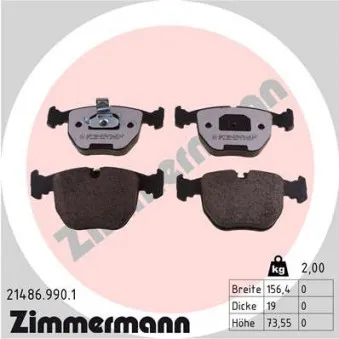 Jeu de 4 plaquettes de frein avant ZIMMERMANN 21486.990.1