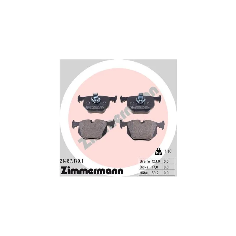Jeu de 4 plaquettes de frein arrière ZIMMERMANN 21487.170.1