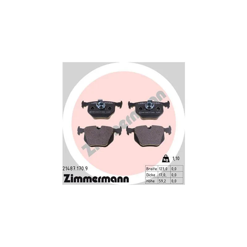 Jeu de 4 plaquettes de frein arrière ZIMMERMANN 21487.170.9