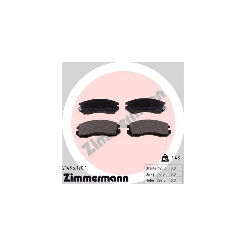 Jeu de 4 plaquettes de frein avant ZIMMERMANN 21495.170.1