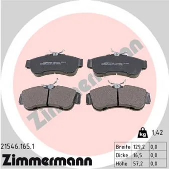 Jeu de 4 plaquettes de frein avant ZIMMERMANN 21546.165.1