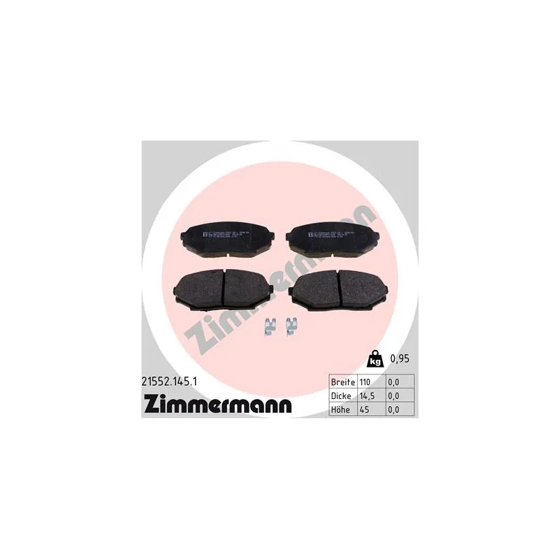 Jeu de 4 plaquettes de frein avant ZIMMERMANN 21552.145.1