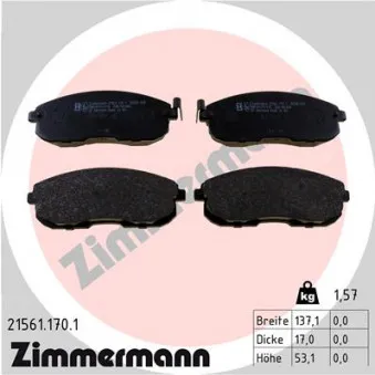 Jeu de 4 plaquettes de frein avant ZIMMERMANN 21561.170.1