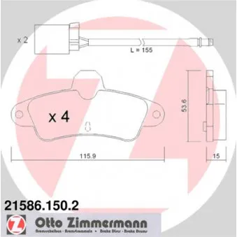Jeu de 4 plaquettes de frein arrière ZIMMERMANN 21586.150.2