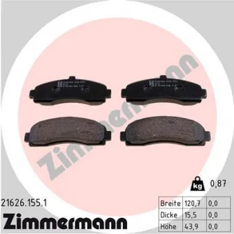 Jeu de 4 plaquettes de frein avant ZIMMERMANN 21626.155.1