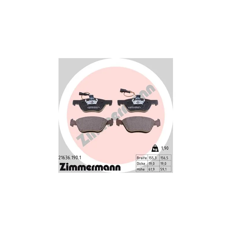 Jeu de 4 plaquettes de frein avant ZIMMERMANN 21636.190.1
