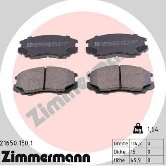 Jeu de 4 plaquettes de frein avant ZIMMERMANN 21650.150.1