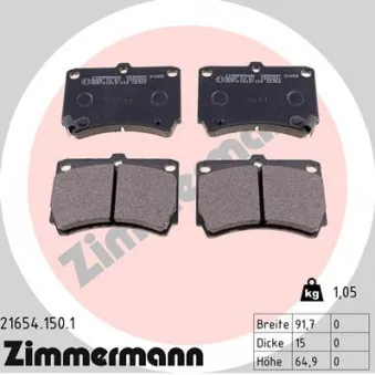 Jeu de 4 plaquettes de frein avant ZIMMERMANN 21654.150.1