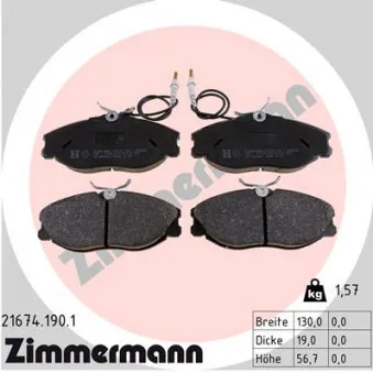 Jeu de 4 plaquettes de frein avant ZIMMERMANN 21674.190.1