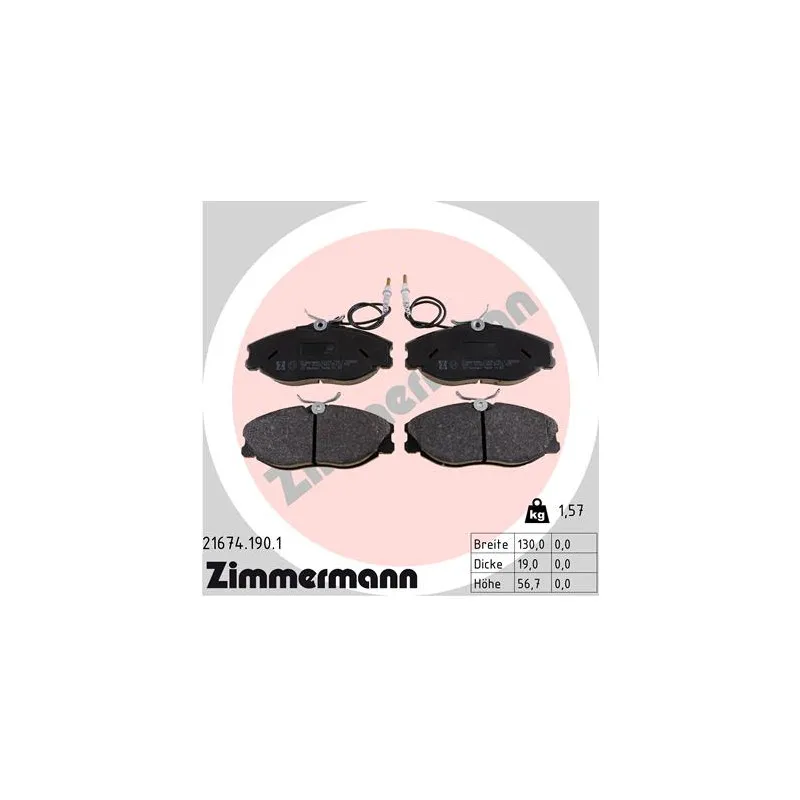 Jeu de 4 plaquettes de frein avant ZIMMERMANN 21674.190.1