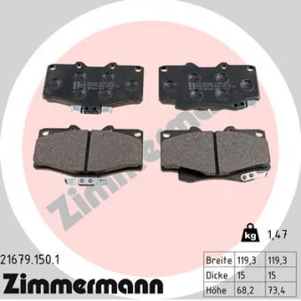 Jeu de 4 plaquettes de frein avant ZIMMERMANN 21679.150.1