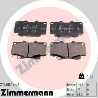 Jeu de 4 plaquettes de frein avant ZIMMERMANN 21680.175.1