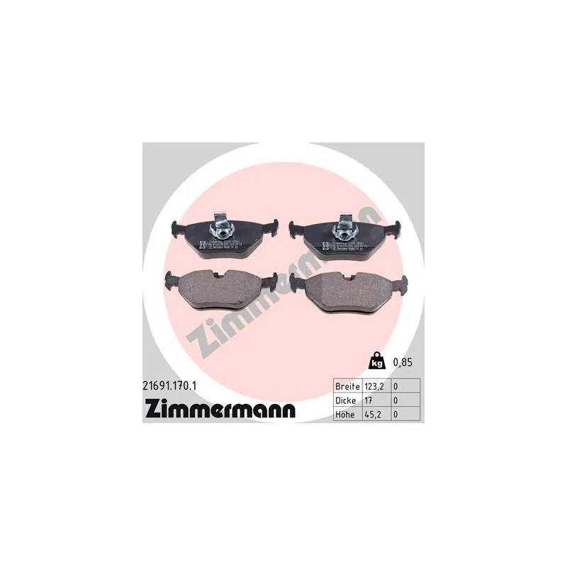 Jeu de 4 plaquettes de frein arrière ZIMMERMANN 21691.170.1
