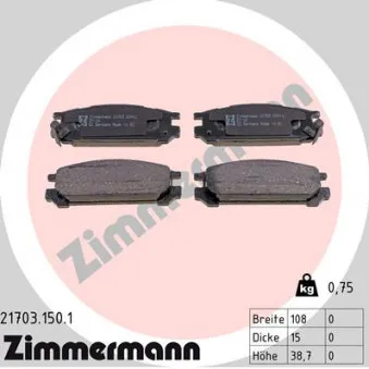 Jeu de 4 plaquettes de frein arrière ZIMMERMANN 21703.150.1