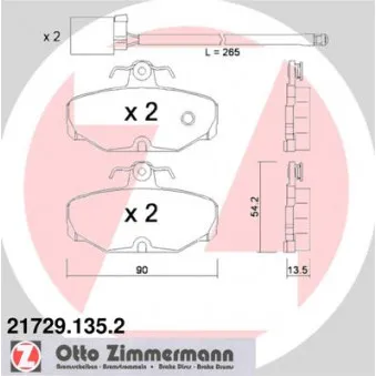 Jeu de 4 plaquettes de frein arrière ZIMMERMANN 21729.135.2