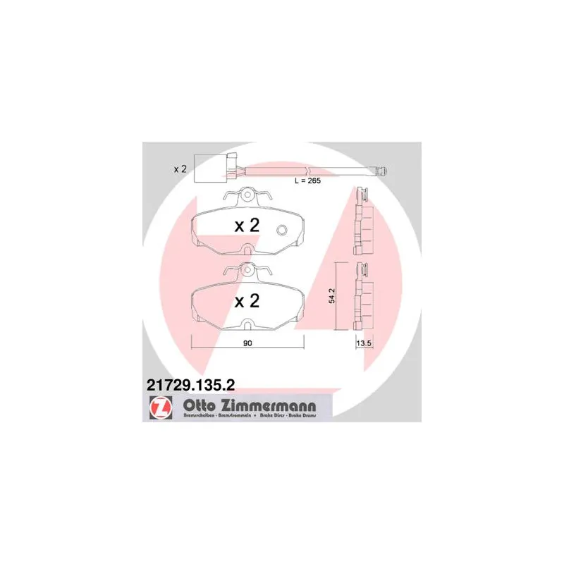 Jeu de 4 plaquettes de frein arrière ZIMMERMANN 21729.135.2