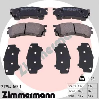 Jeu de 4 plaquettes de frein avant ZIMMERMANN 21754.165.1