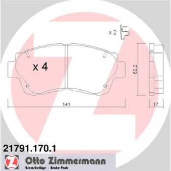 Jeu de 4 plaquettes de frein avant ZIMMERMANN 21791.170.1