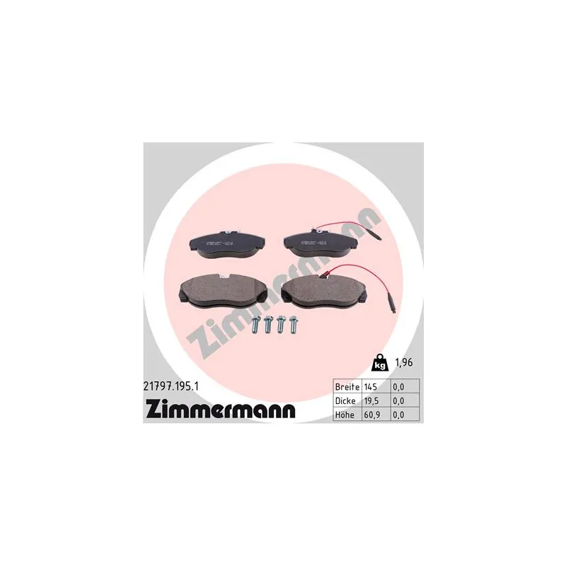 Jeu de 4 plaquettes de frein avant ZIMMERMANN 21797.195.1