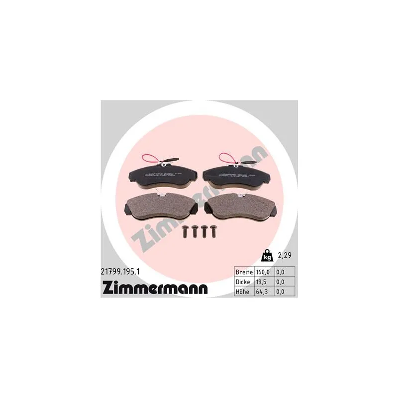 Jeu de 4 plaquettes de frein avant ZIMMERMANN 21799.195.1