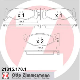 Jeu de 4 plaquettes de frein avant ZIMMERMANN 21815.170.1