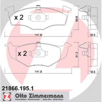Jeu de 4 plaquettes de frein avant ZIMMERMANN 21866.195.1
