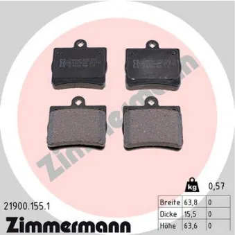 Jeu de 4 plaquettes de frein arrière ZIMMERMANN 21900.155.1