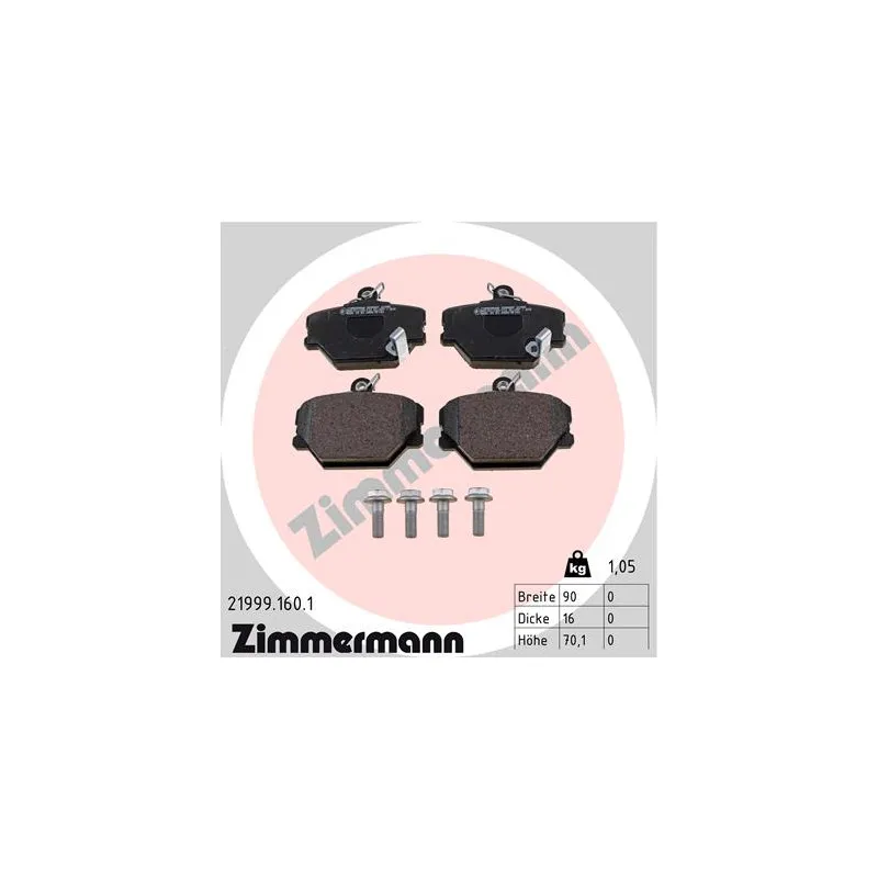Jeu de 4 plaquettes de frein avant ZIMMERMANN 21999.160.1