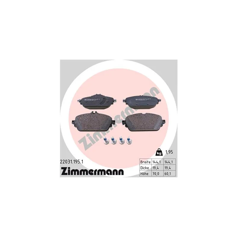 Jeu de 4 plaquettes de frein avant ZIMMERMANN 22031.195.1