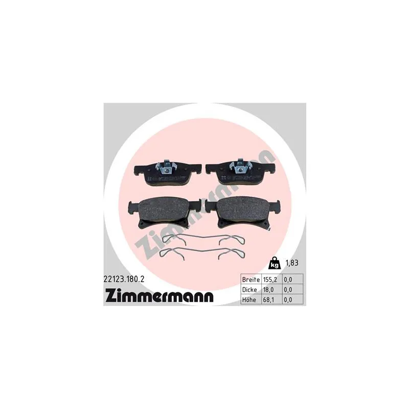 Jeu de 4 plaquettes de frein avant ZIMMERMANN 22123.180.2
