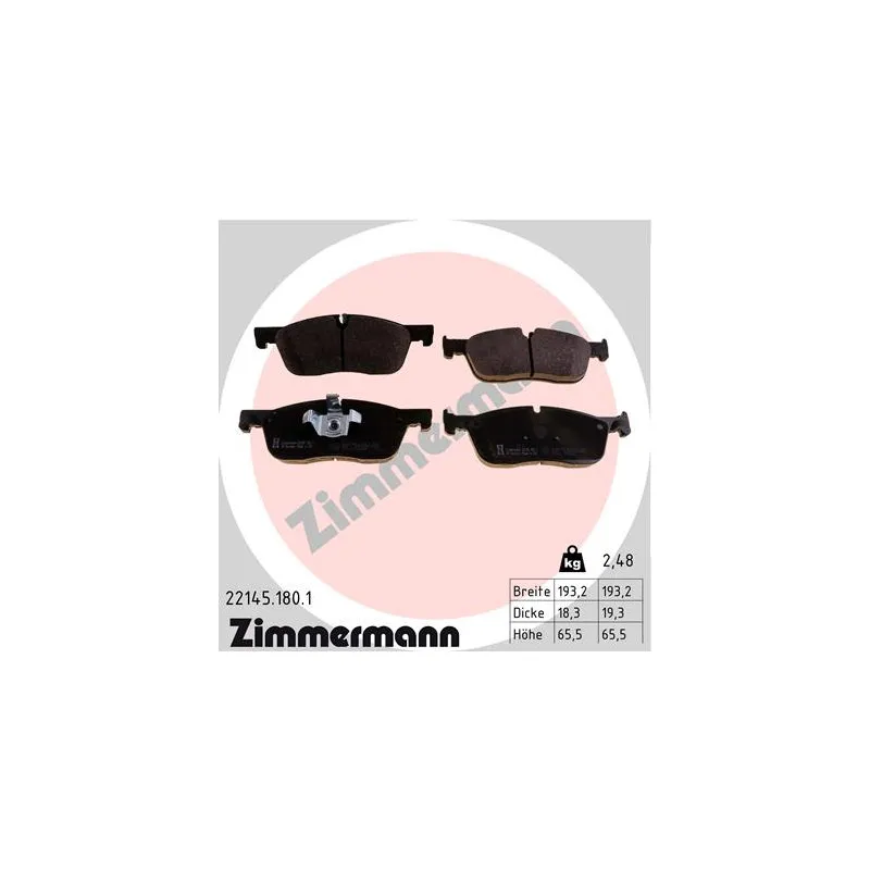 Jeu de 4 plaquettes de frein avant ZIMMERMANN 22145.180.1