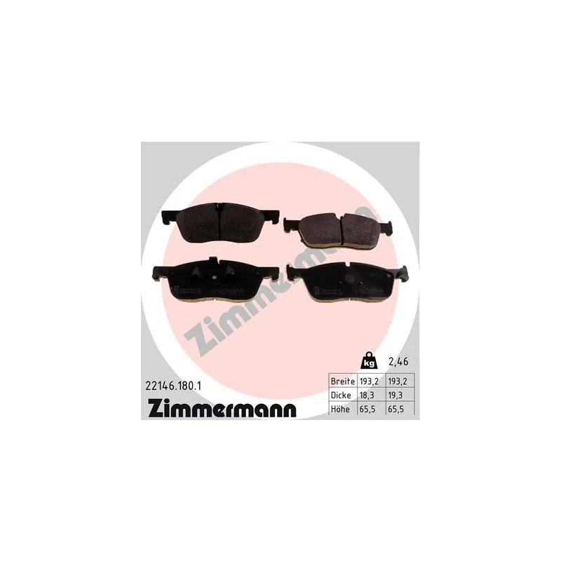 Jeu de 4 plaquettes de frein avant ZIMMERMANN 22146.180.1