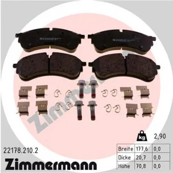 Jeu de 4 plaquettes de frein avant ZIMMERMANN 22178.210.2