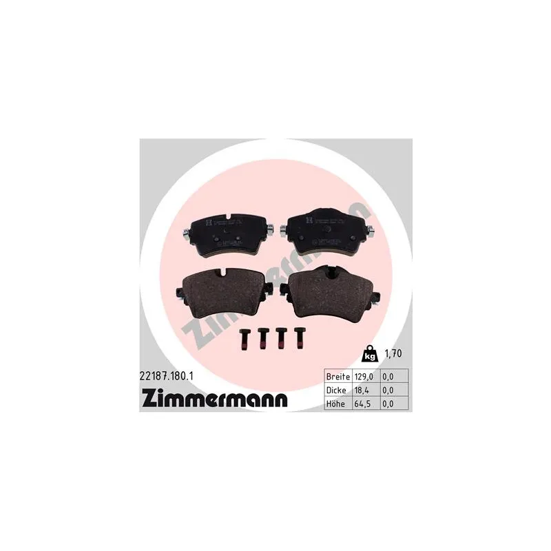Jeu de 4 plaquettes de frein avant ZIMMERMANN 22187.180.1